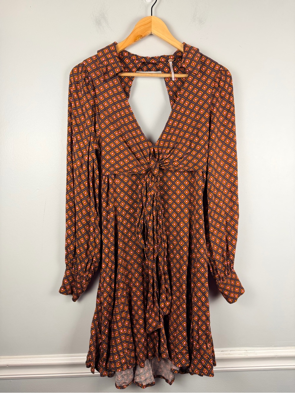 Free People It Takes Two Sleeve Mini Dress in Night Combo size Medium - Picture 3 of 8